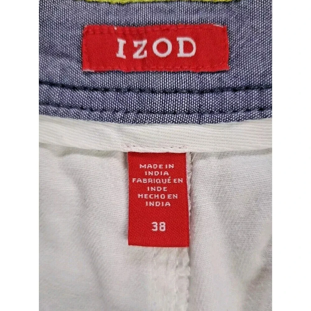 Izod Shorts Mens Size 38 White‎ All Over Palm Tree Print Casual Slash Pockets